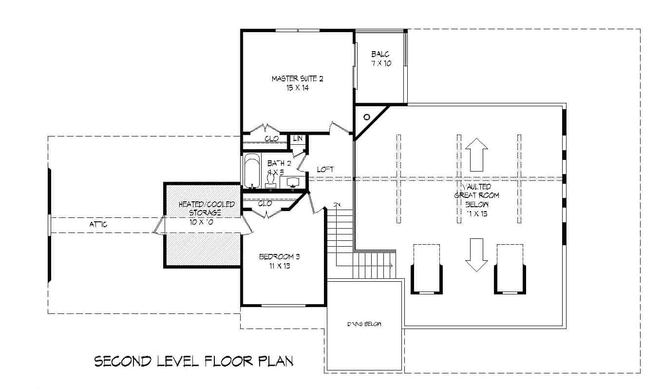 Floor Plan Upper Level of Country Plan #196-1138