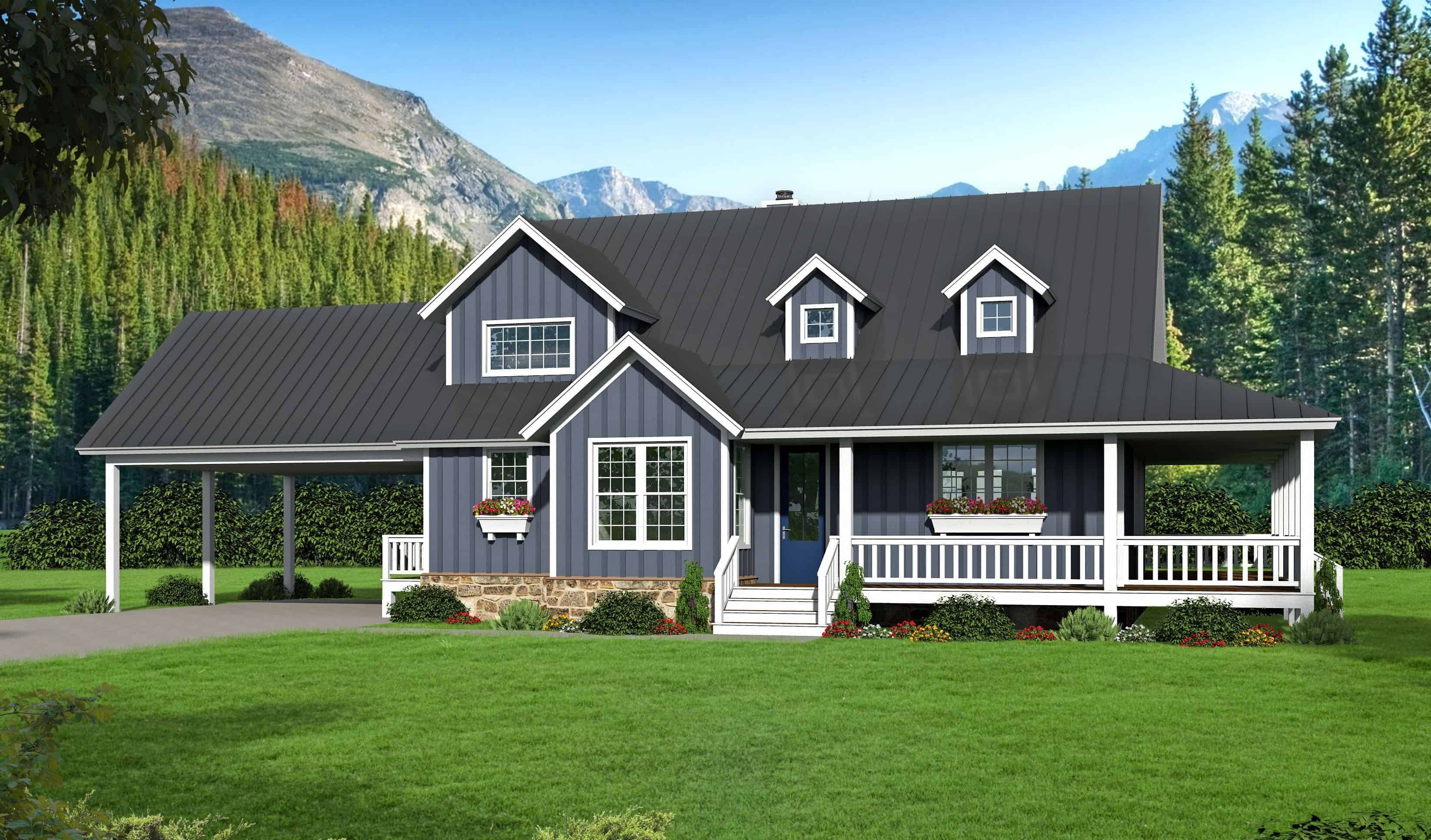 Front elevation of Country home (ThePlanCollection: House Plan #196-1138)
