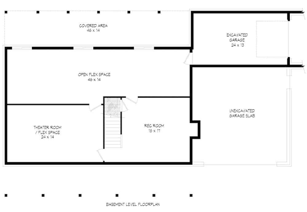 Floor Plan Basement of Country Plan #196-1139