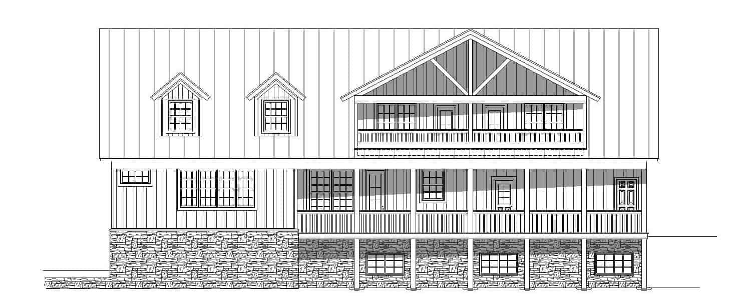 Home Plan Rear Elevation of this 4-Bedroom,3100 Sq Ft Plan -196-1139