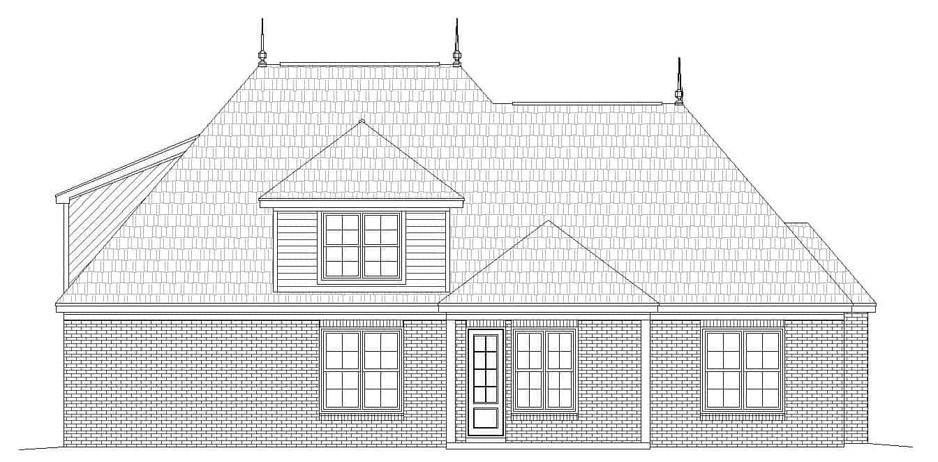 Home Plan Rear Elevation of this 4-Bedroom,3273 Sq Ft Plan -196-1141