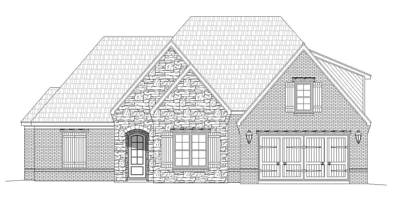 Home Plan Front Elevation of this 4-Bedroom,3036 Sq Ft Plan -196-1143