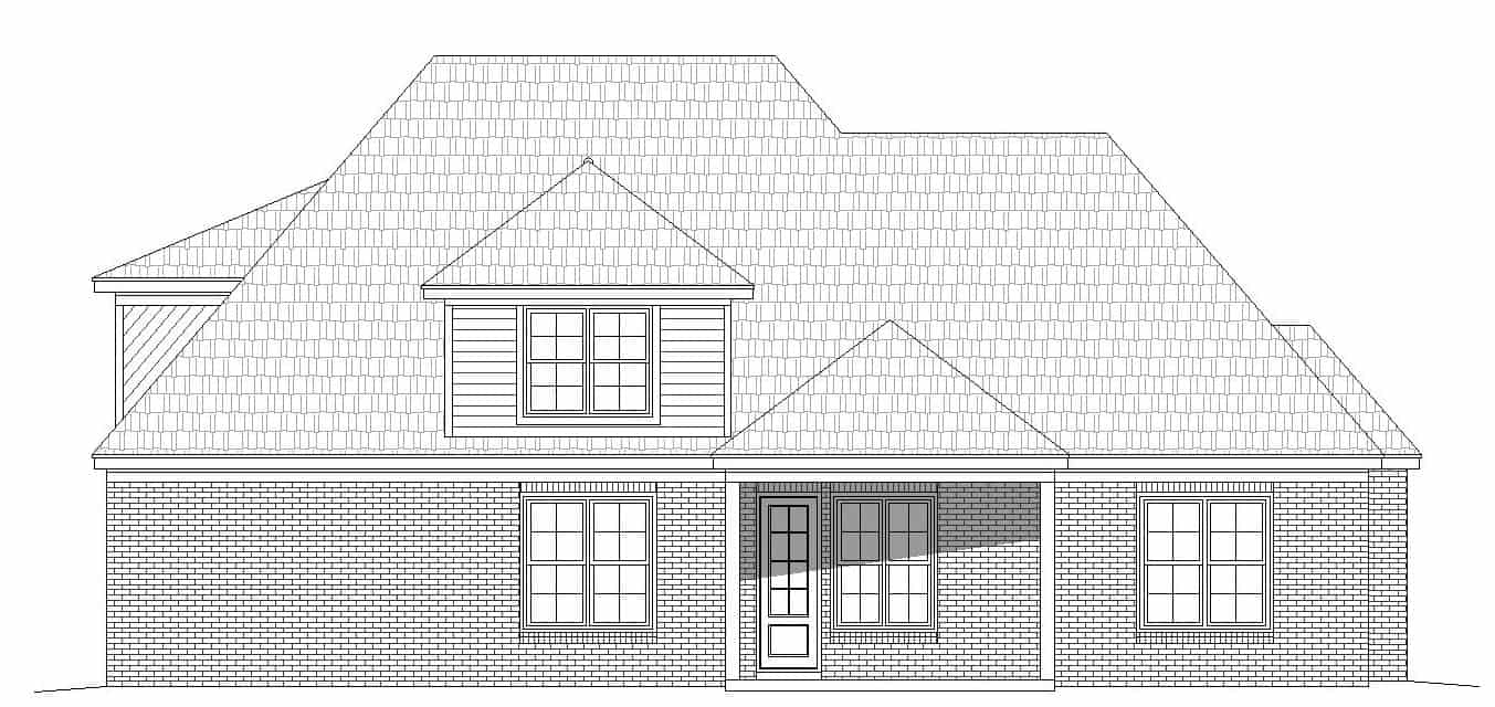 Home Plan Rear Elevation of this 4-Bedroom,3036 Sq Ft Plan -196-1143