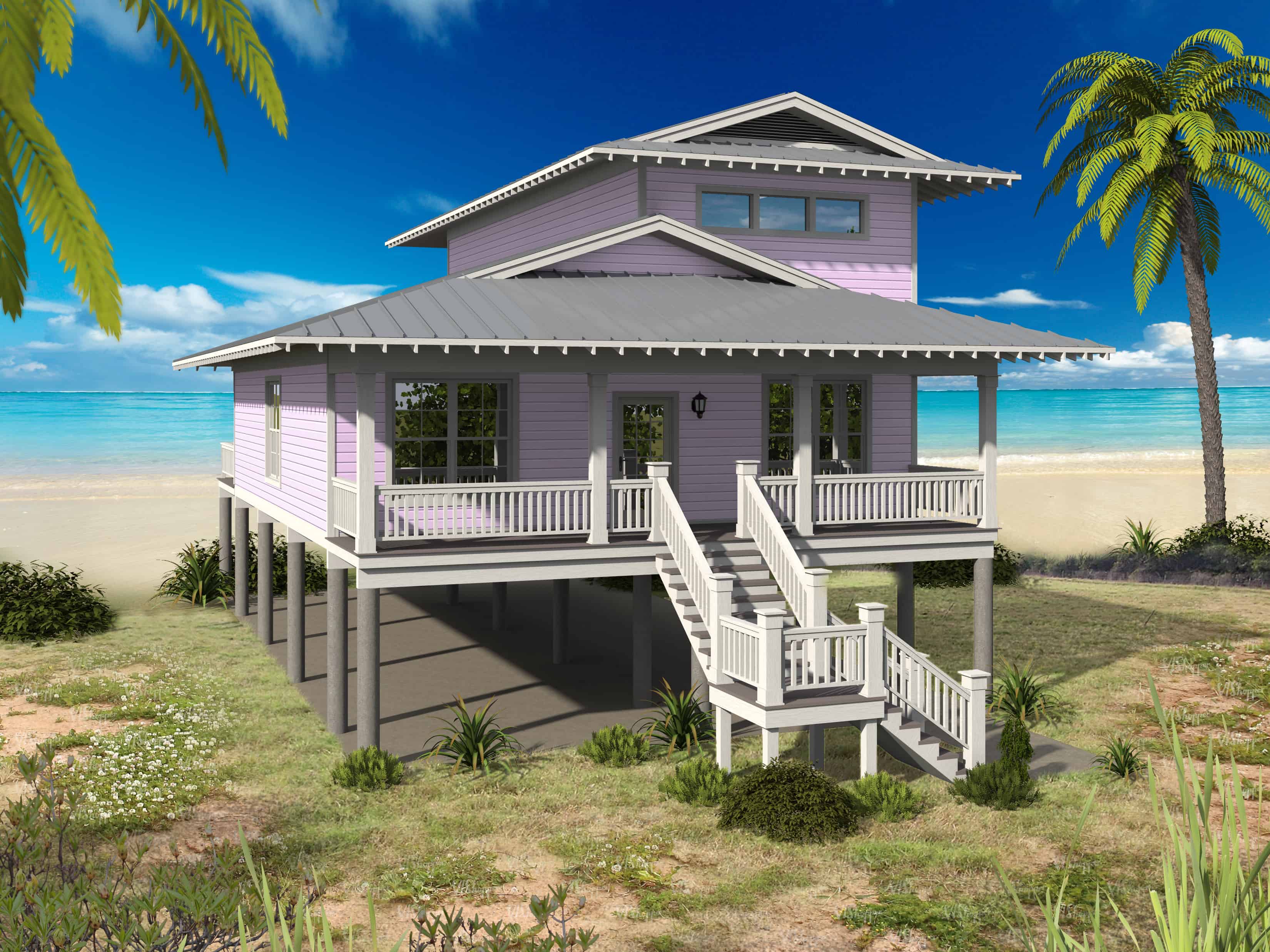 Front elevation of Vacation Homes home (ThePlanCollection: House Plan #196-1145)