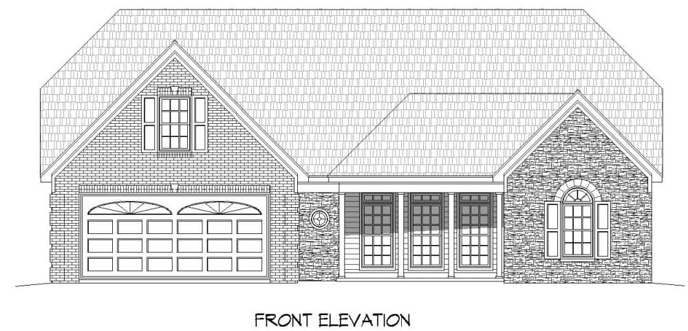 Home Plan Front Elevation of this 2-Bedroom,2569 Sq Ft Plan -196-1146