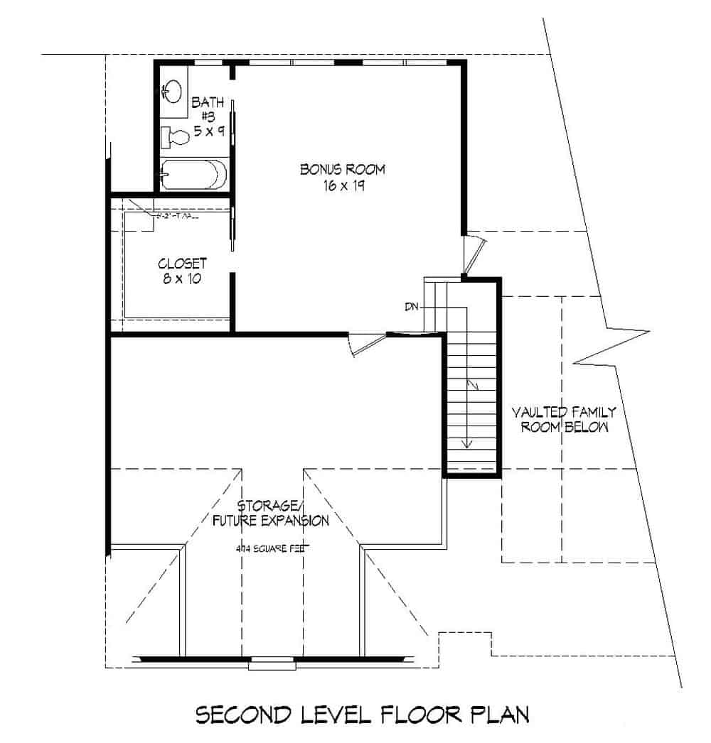 Floor Plan Upper Level of Farmhouse Plan #196-1146