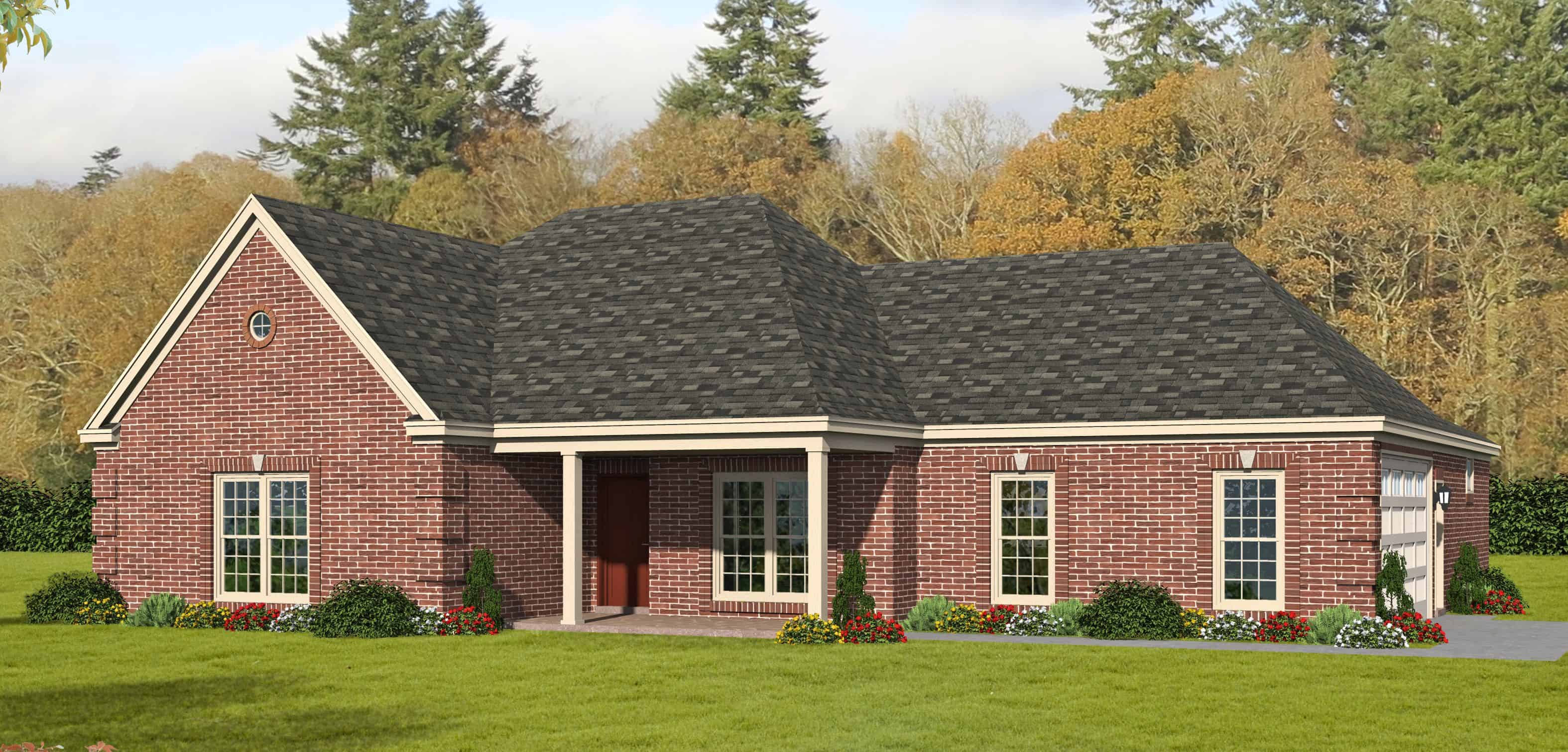 Front elevation of European home (ThePlanCollection: House Plan #196-1147)