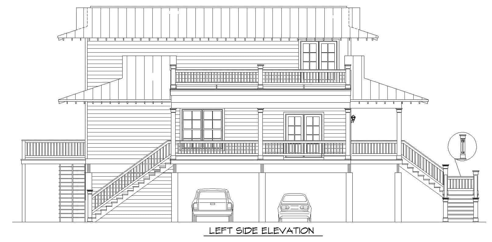 Home Plan Left Elevation of this 3-Bedroom,2118 Sq Ft Plan -196-1148