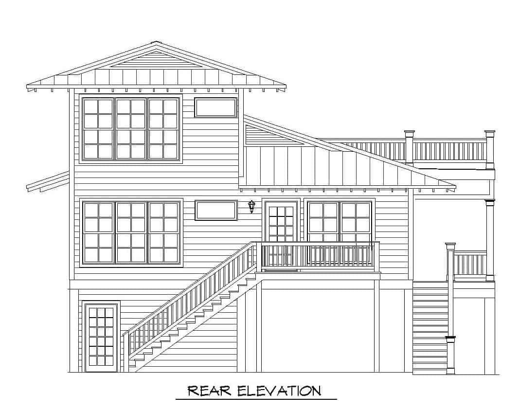 Home Plan Rear Elevation of this 3-Bedroom,2118 Sq Ft Plan -196-1148