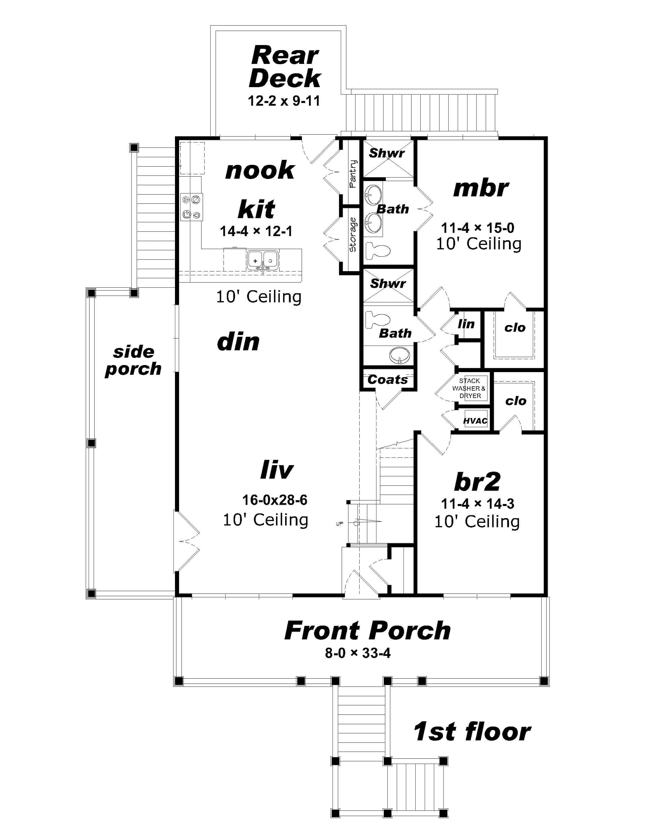 Floor Plan Main Level of Breezeway Plan #196-1148