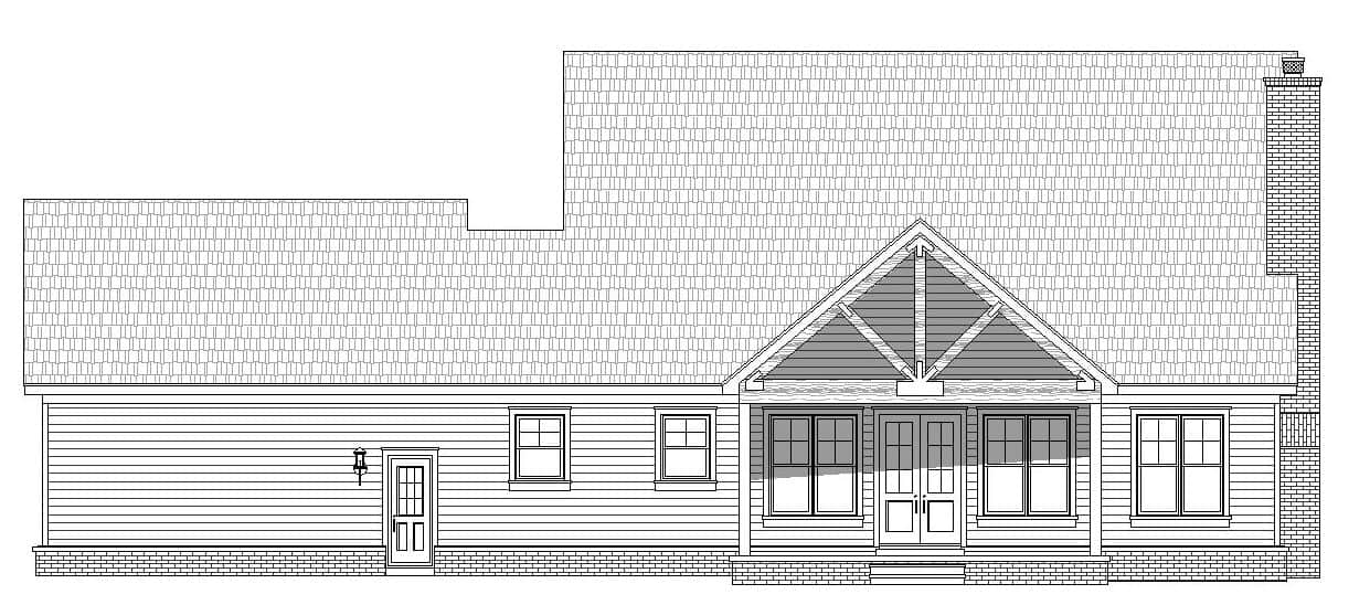 Home Plan Rear Elevation of this 4-Bedroom,3230 Sq Ft Plan -196-1150
