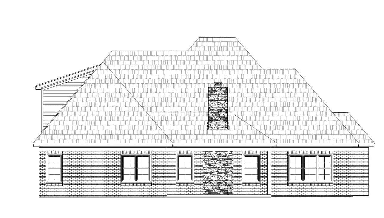 Home Plan Rear Elevation of this 4-Bedroom,3387 Sq Ft Plan -196-1151