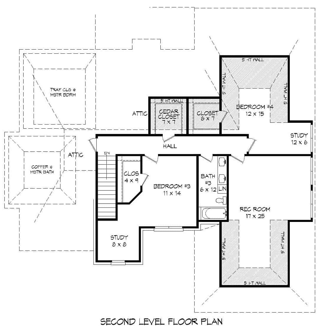 Floor Plan Upper Level of European Plan #196-1151