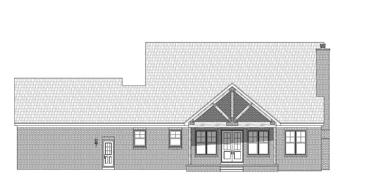 Home Plan Rear Elevation of this 3-Bedroom,2270 Sq Ft Plan -196-1152