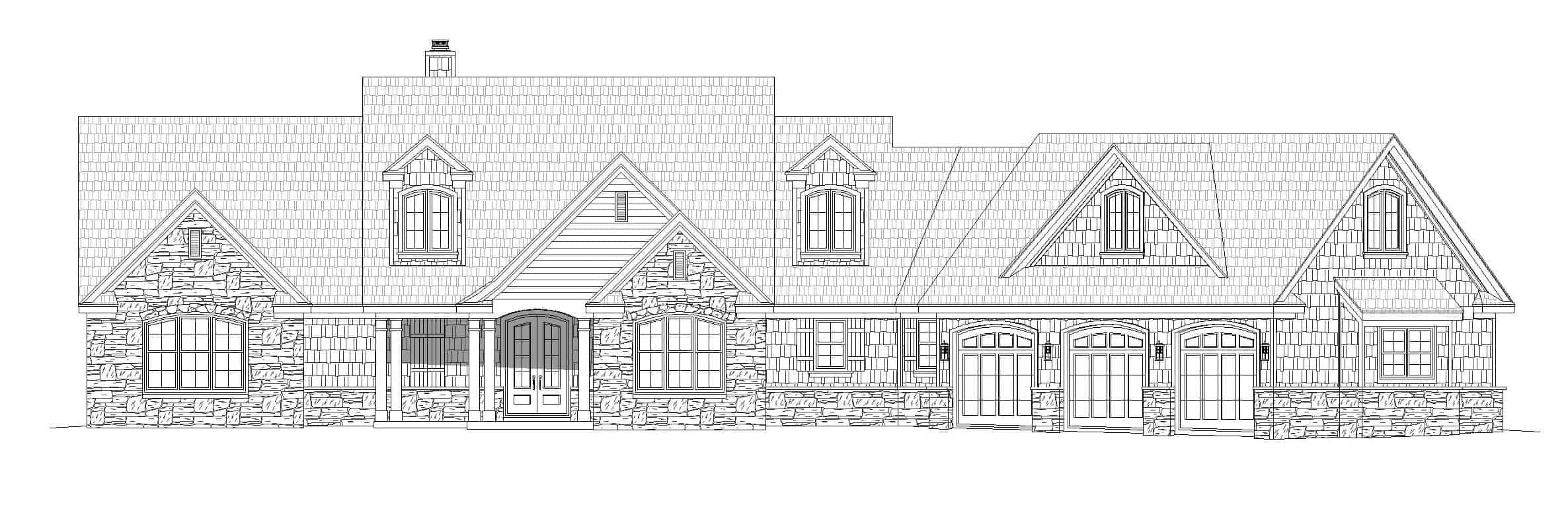 Home Plan Front Elevation of this 3-Bedroom,2950 Sq Ft Plan -196-1153
