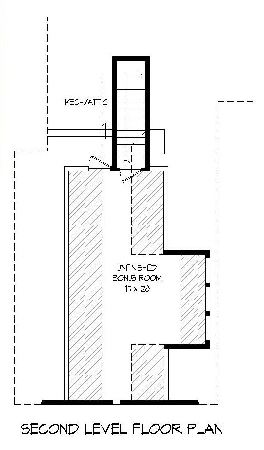 Floor Plan Upper Level of Craftsman Plan #196-1154