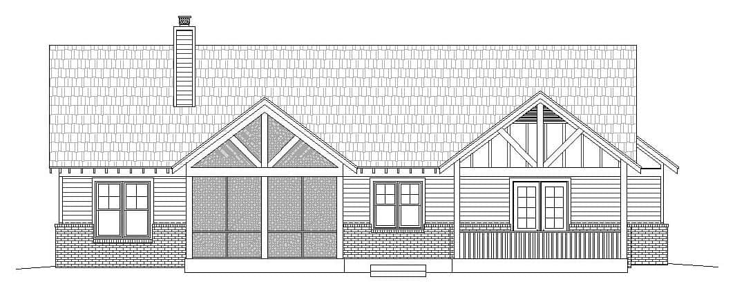 Home Plan Rear Elevation of this 3-Bedroom,2660 Sq Ft Plan -196-1154