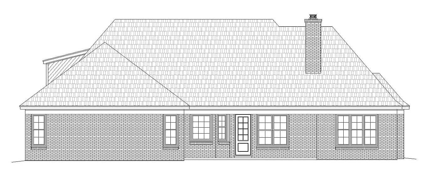 Home Plan Rear Elevation of this 3-Bedroom,3100 Sq Ft Plan -196-1157