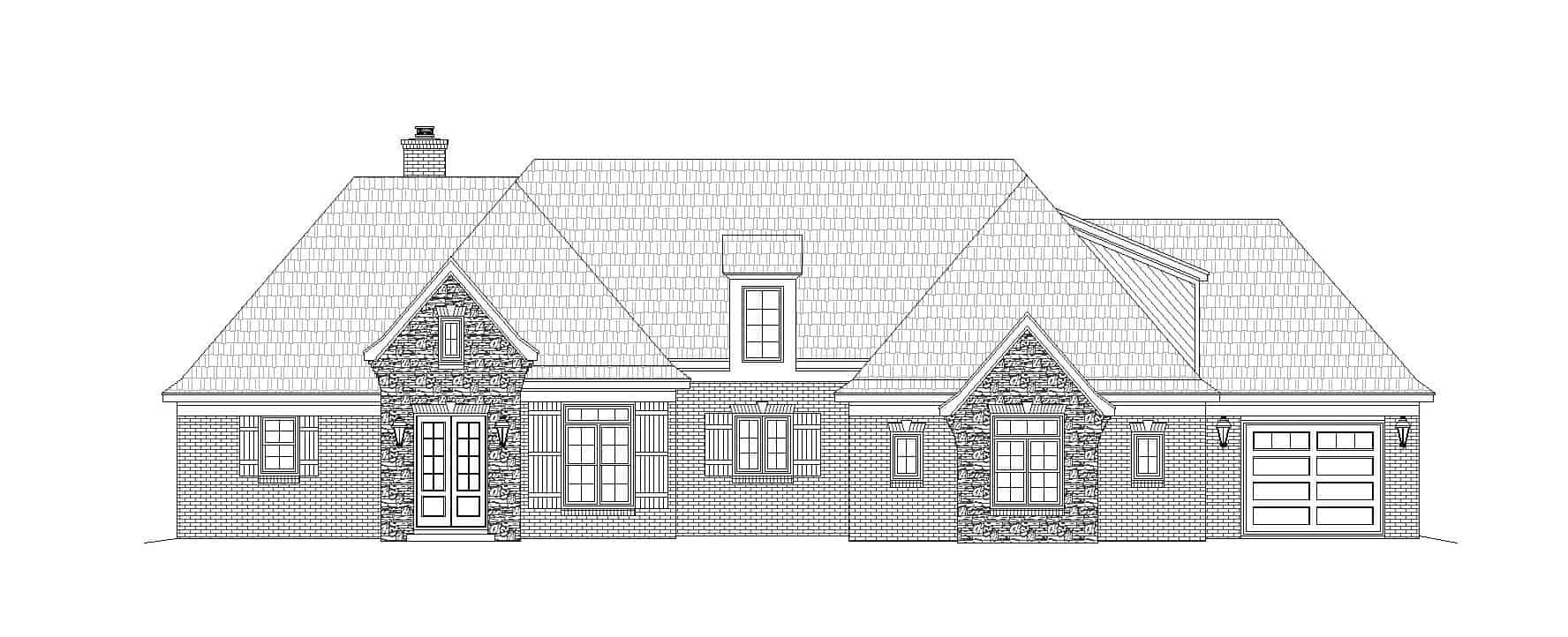 Home Plan Front Elevation of this 4-Bedroom,4149 Sq Ft Plan -196-1159
