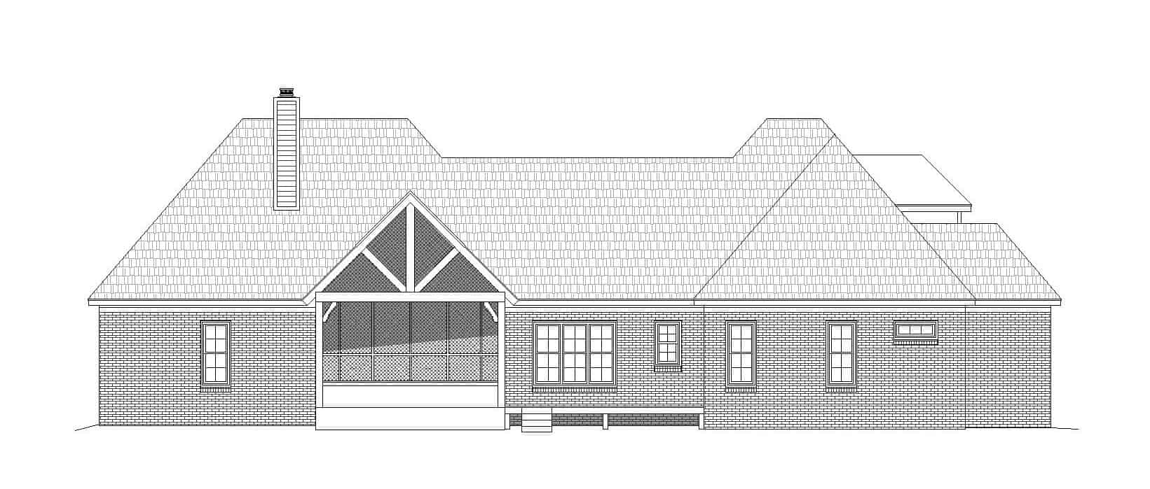 Home Plan Rear Elevation of this 3-Bedroom,3217 Sq Ft Plan -196-1160