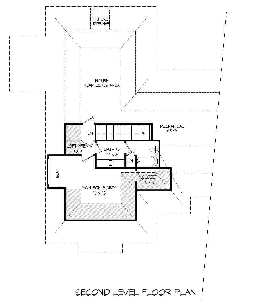 Floor Plan Upper Level of European Plan #196-1160