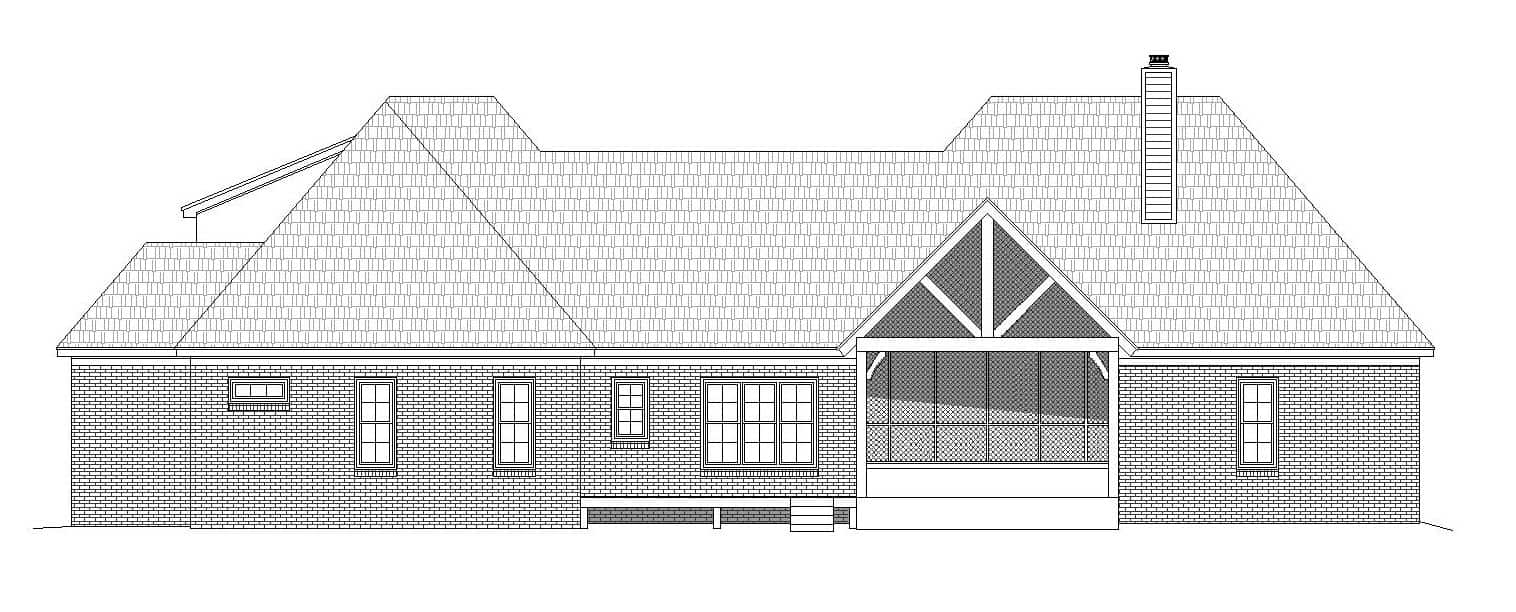 Home Plan Rear Elevation of this 3-Bedroom,3447 Sq Ft Plan -196-1161