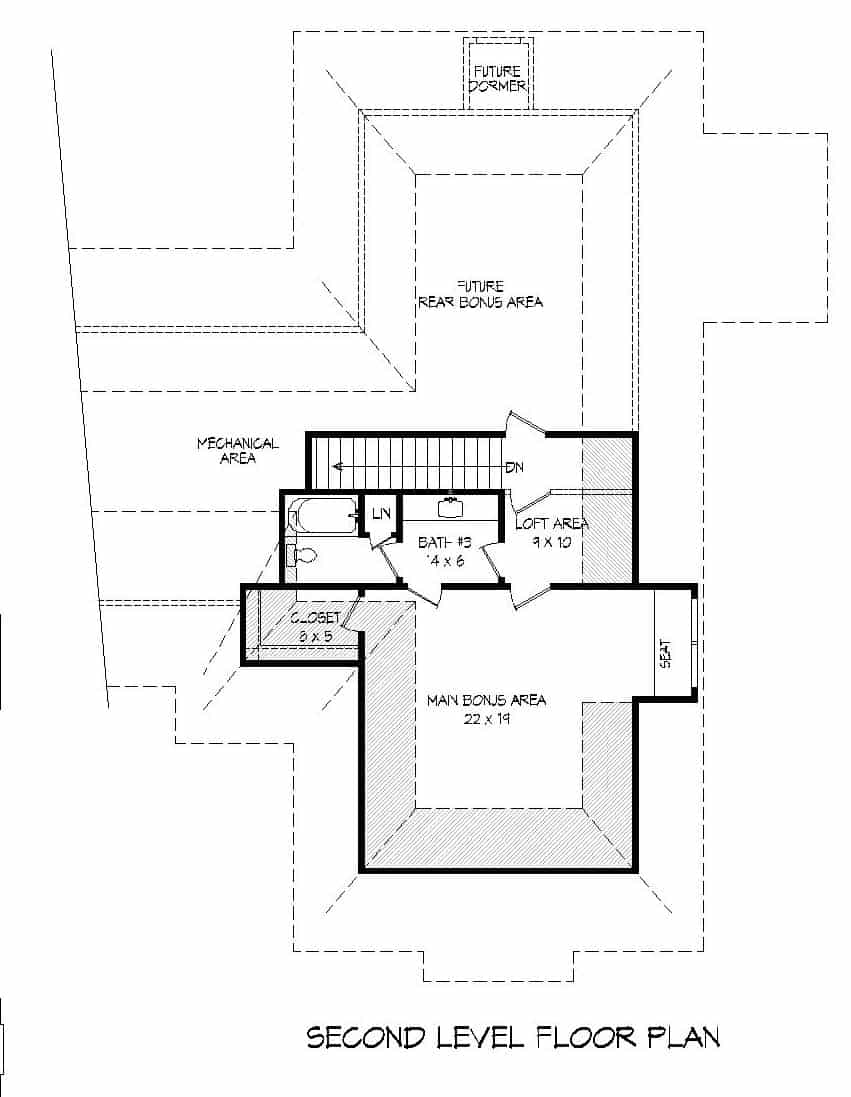 Floor Plan Upper Level of European Plan #196-1161