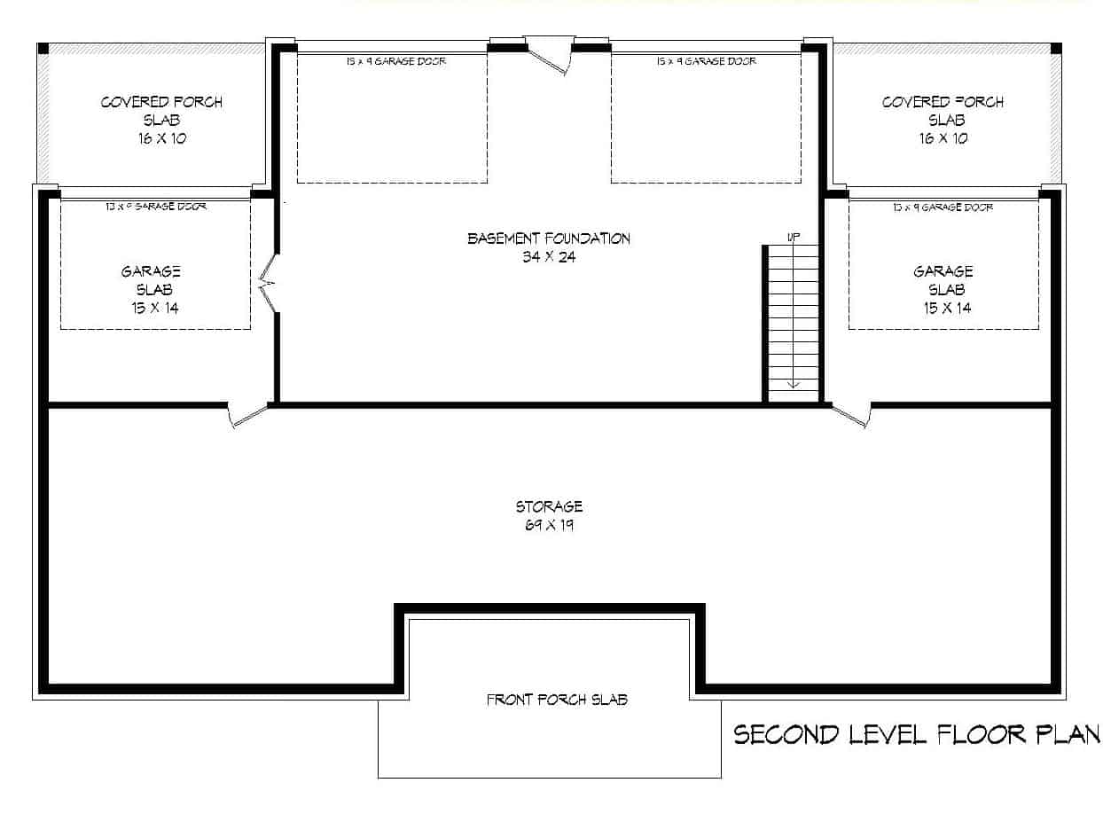 Floor Plan Basement of Craftsman Plan #196-1162