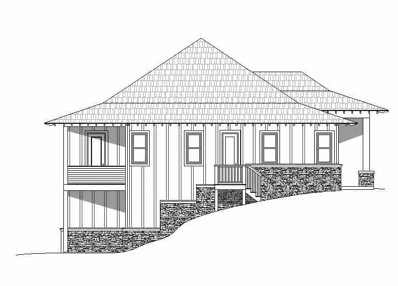 Home Plan Left Elevation of this 3-Bedroom,2786 Sq Ft Plan -196-1162