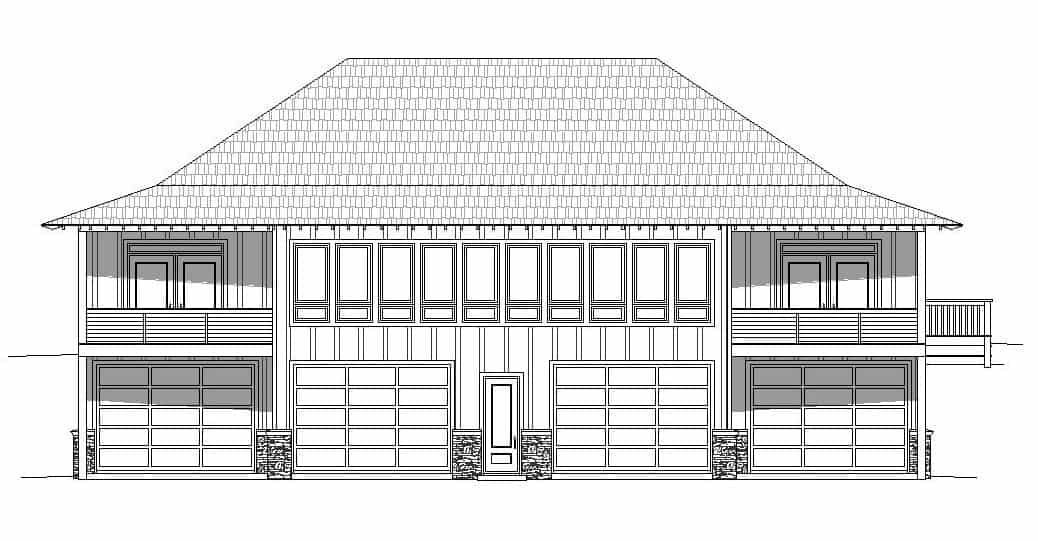 Home Plan Rear Elevation of this 3-Bedroom,2786 Sq Ft Plan -196-1162