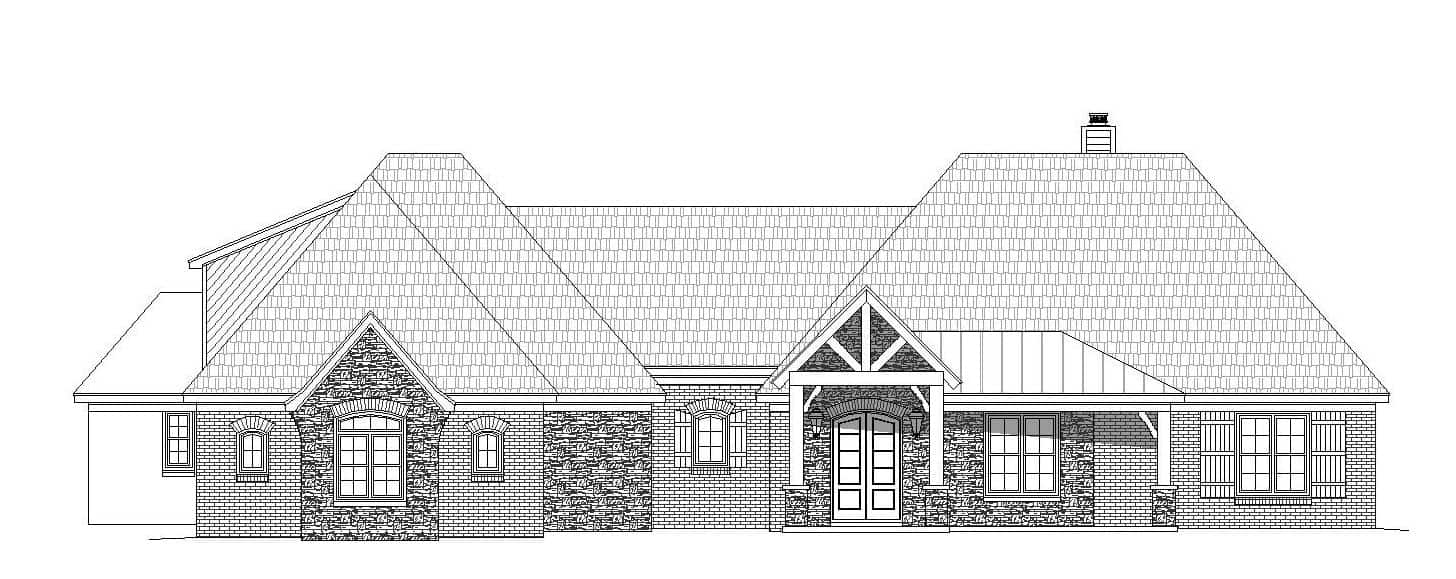 Home Plan Front Elevation of this 4-Bedroom,3540 Sq Ft Plan -196-1163
