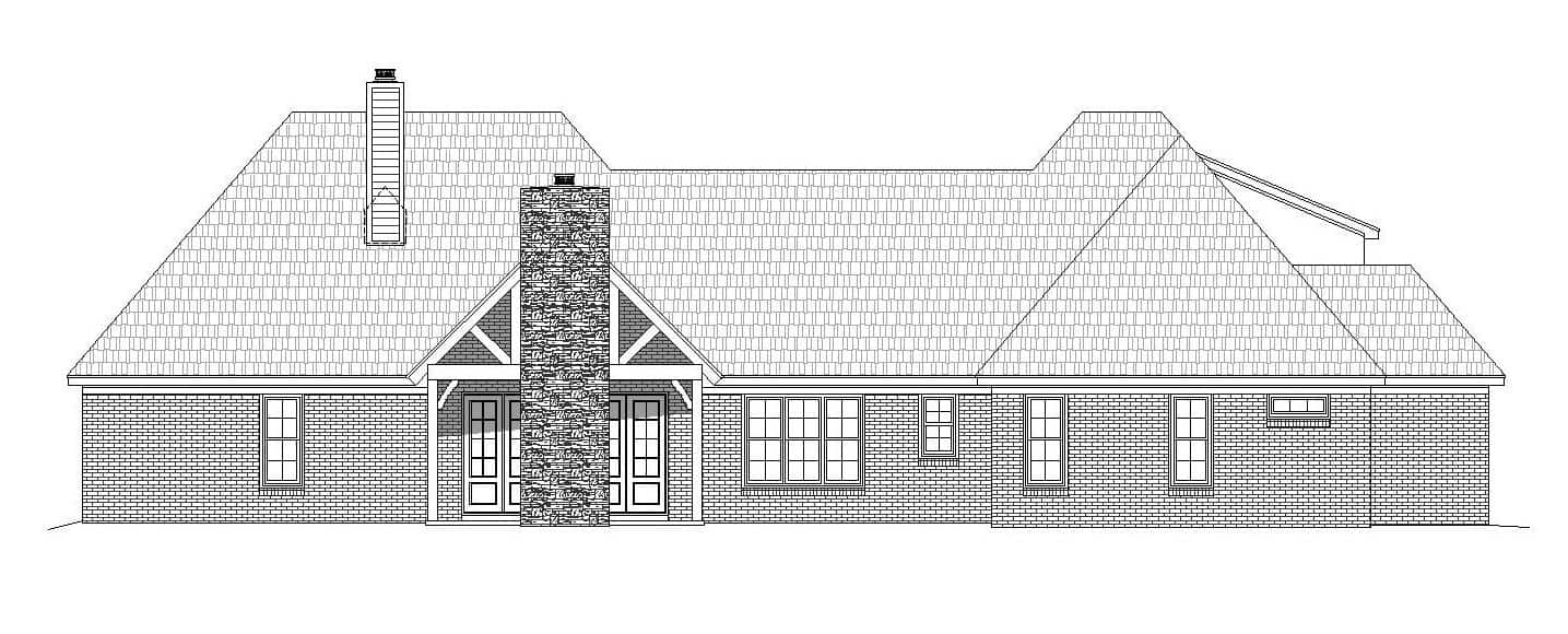 Home Plan Rear Elevation of this 4-Bedroom,3540 Sq Ft Plan -196-1163