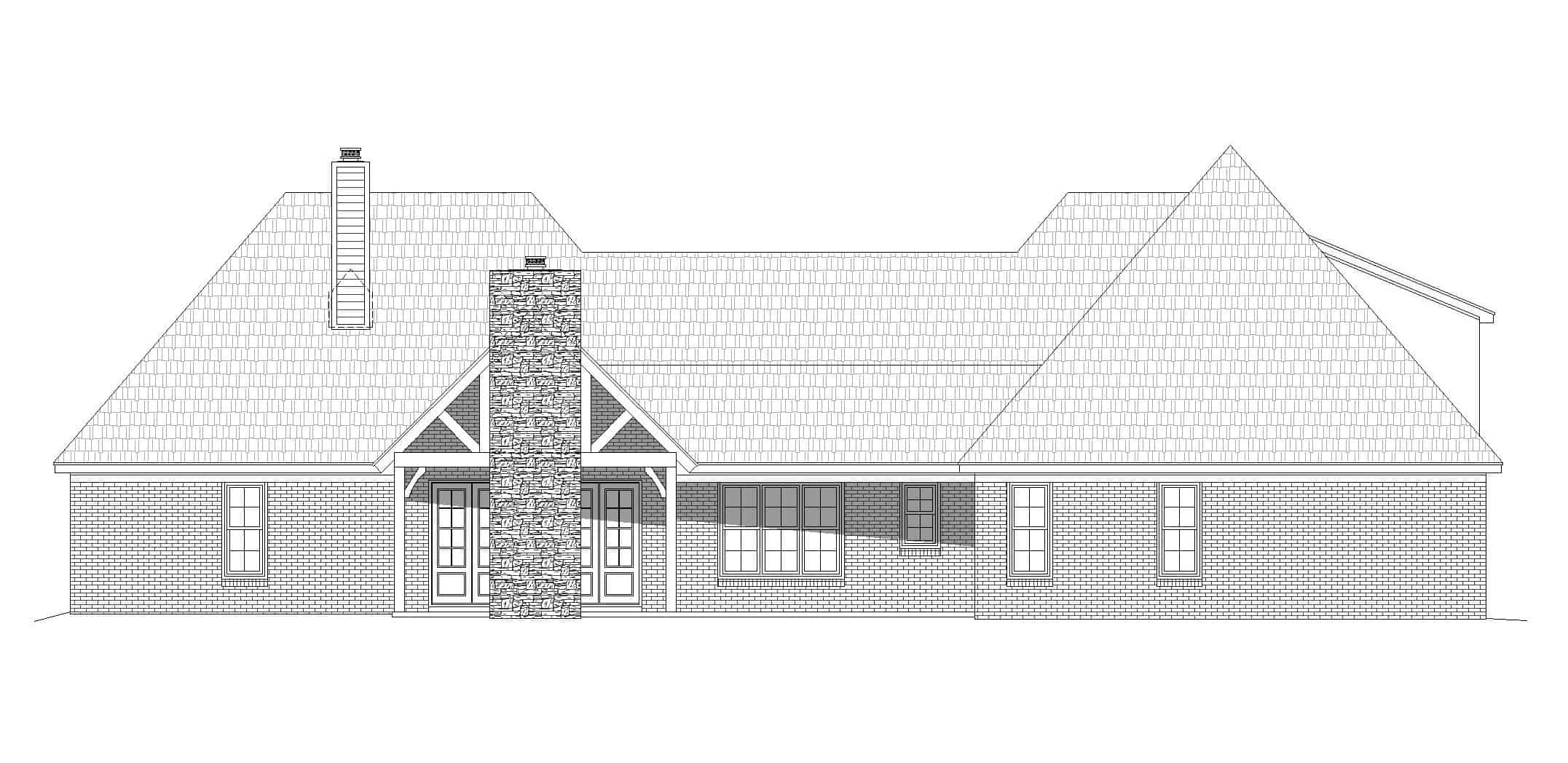 Home Plan Rear Elevation of this 3-Bedroom,3817 Sq Ft Plan -196-1165