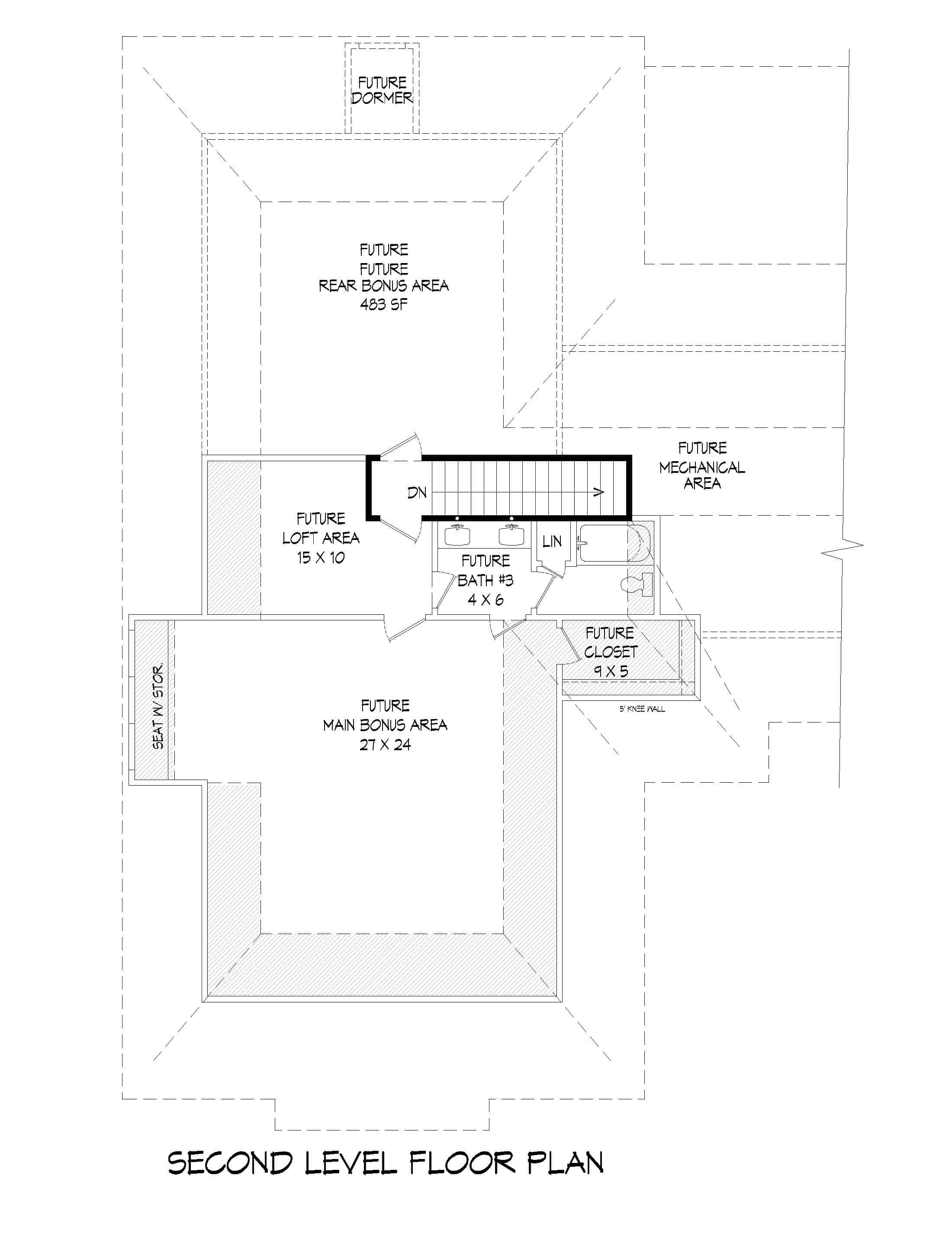 Floor Plan Upper Level of European Plan #196-1165