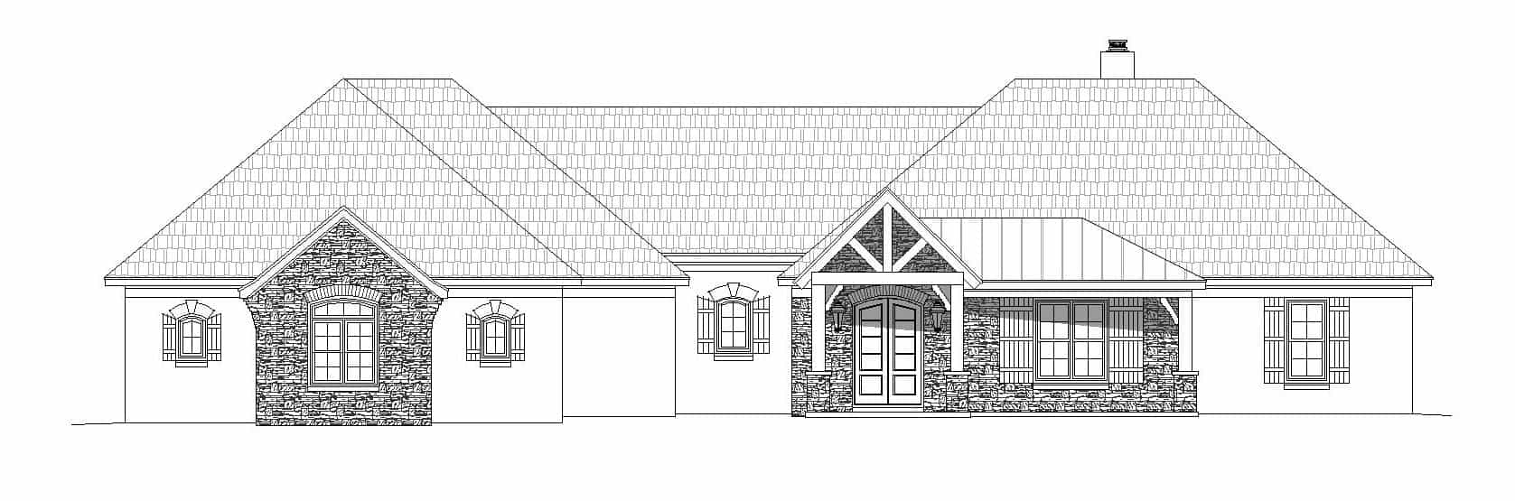 Home Plan Front Elevation of this 3-Bedroom,3012 Sq Ft Plan -196-1167