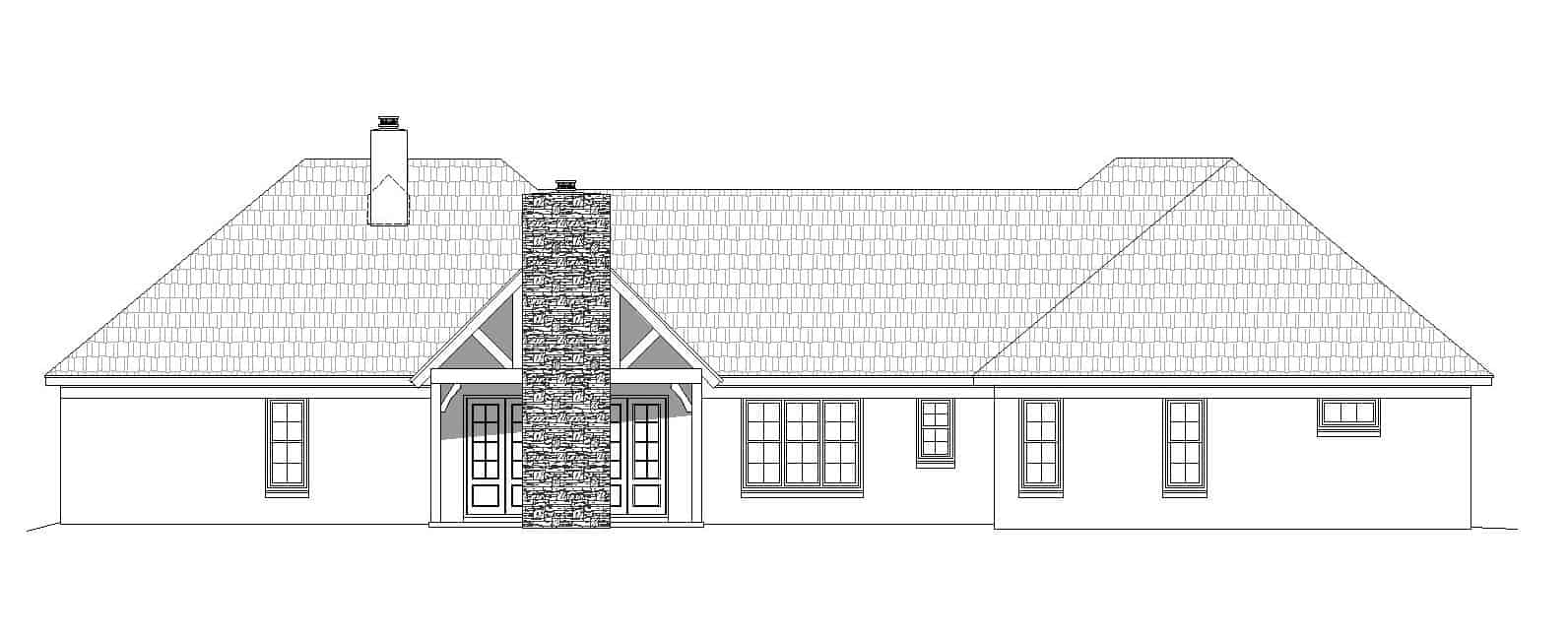 Home Plan Rear Elevation of this 3-Bedroom,3012 Sq Ft Plan -196-1167