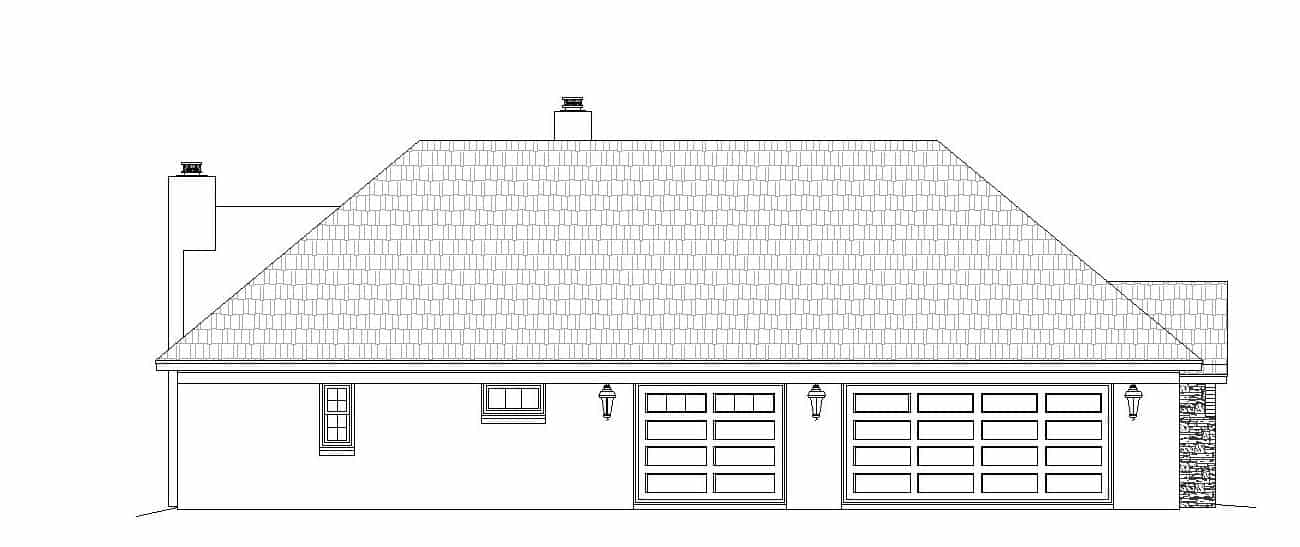 Home Plan Left Elevation of this 3-Bedroom,3012 Sq Ft Plan -196-1167