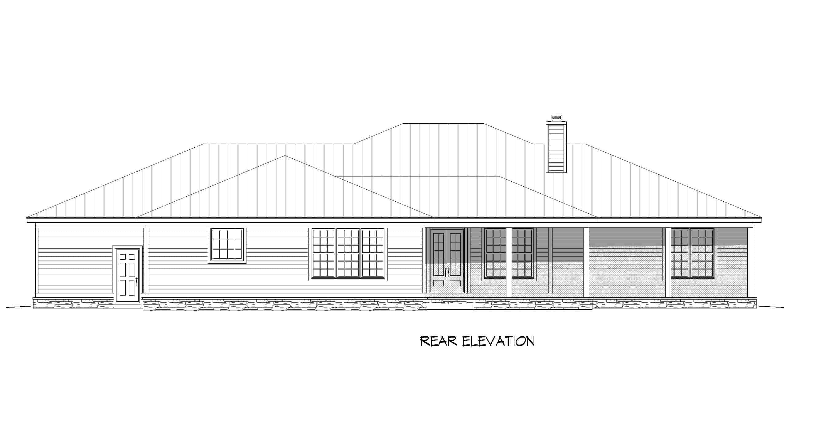 Home Plan Rear Elevation of this 4-Bedroom,3617 Sq Ft Plan -196-1171