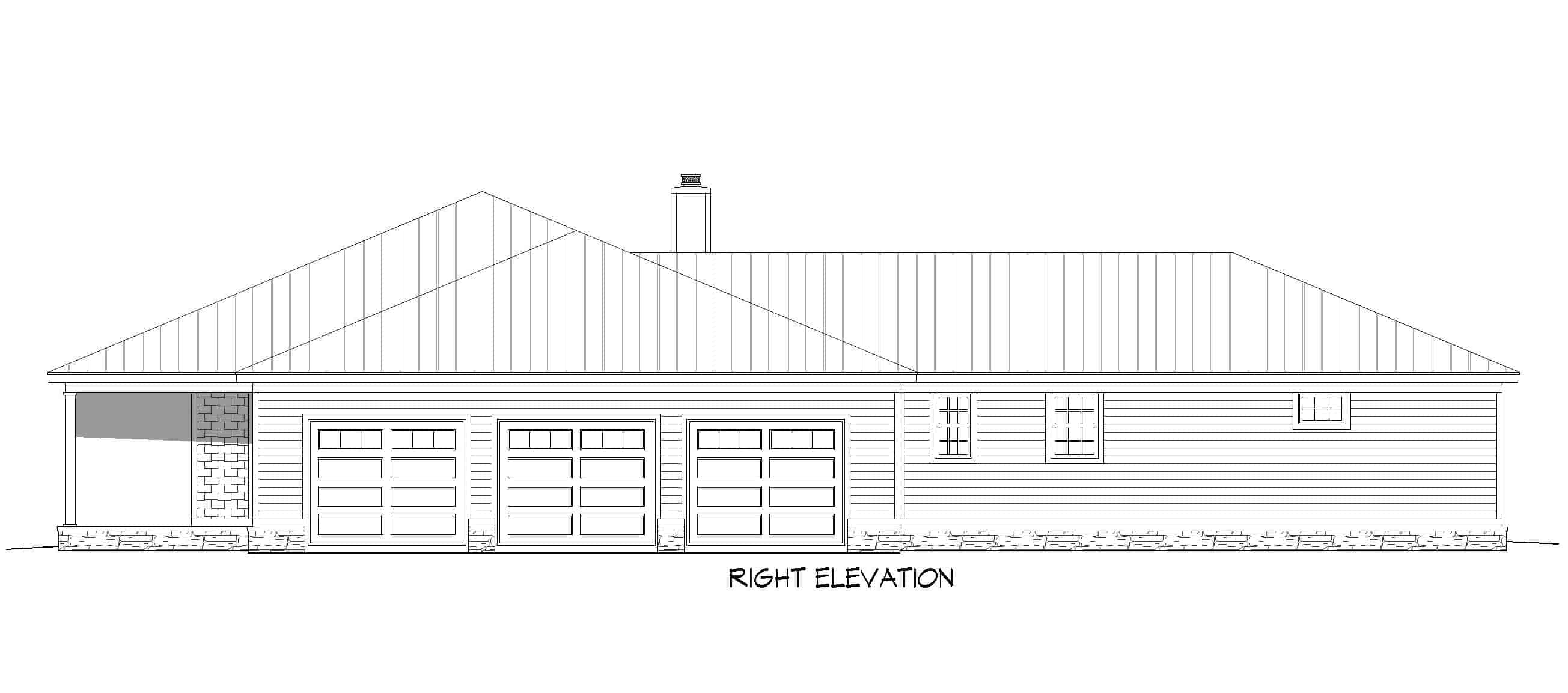 Home Plan Right Elevation of this 4-Bedroom,3617 Sq Ft Plan -196-1171