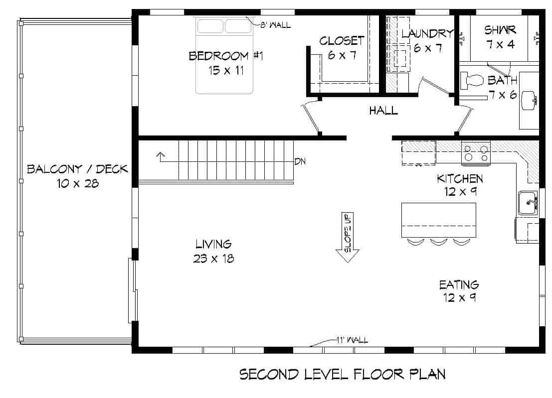 Floor Plan Upper Level of Modern Plan #196-1173