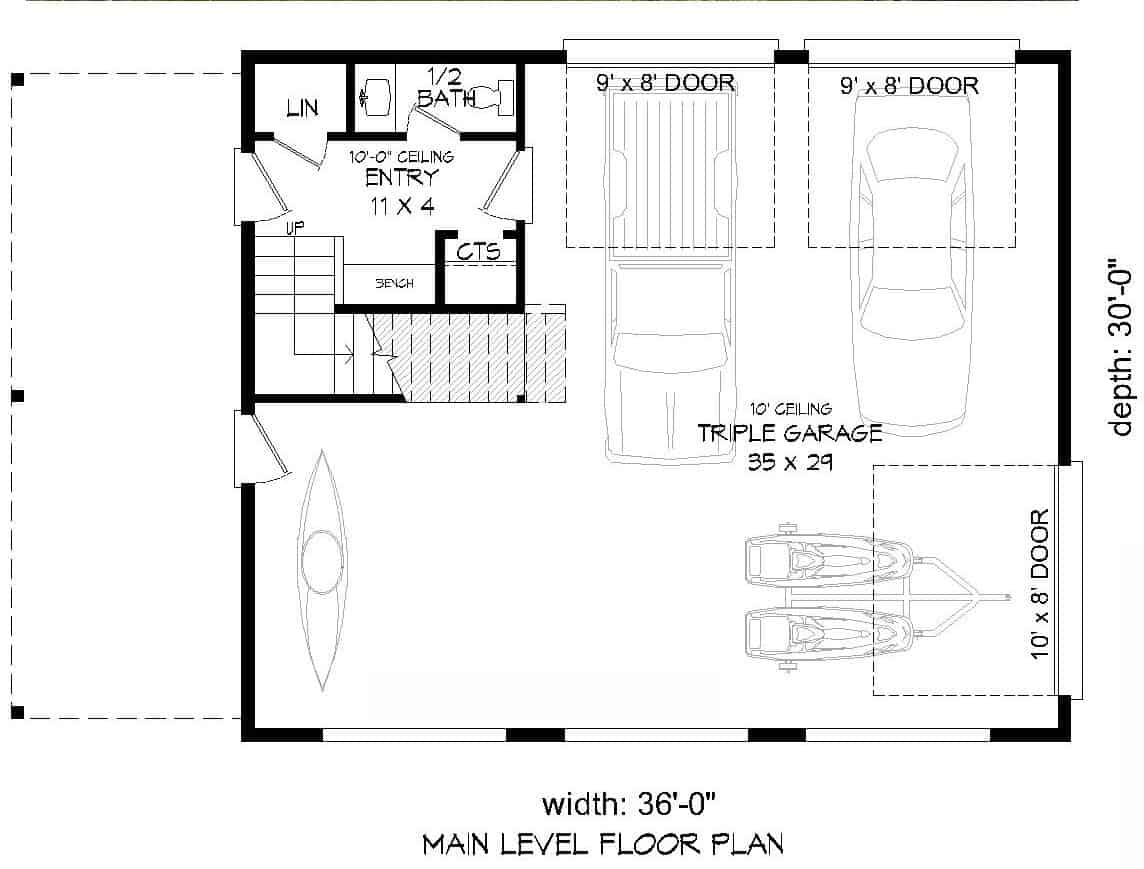 Floor Plan Main Level of Modern Plan #196-1173