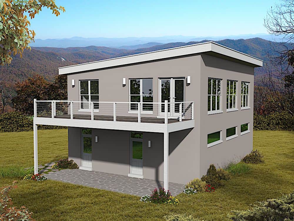 Front elevation of Modern home (ThePlanCollection: House Plan #196-1173)
