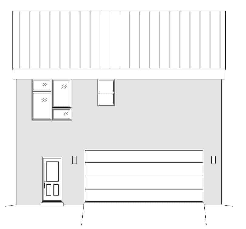 Home Plan Rear Elevation of this 1-Bedroom,1130 Sq Ft Plan -196-1174