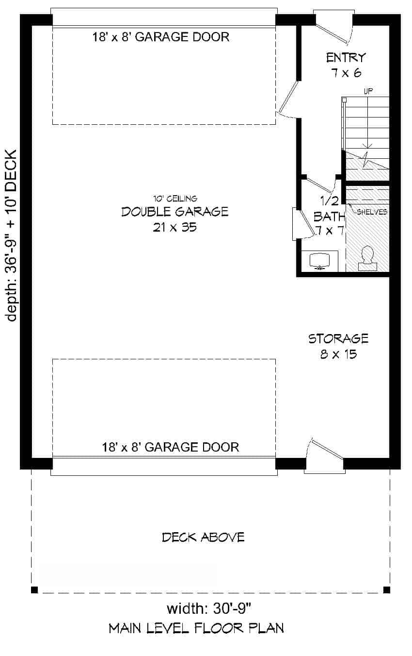 Floor Plan Main Level of Modern Plan #196-1174