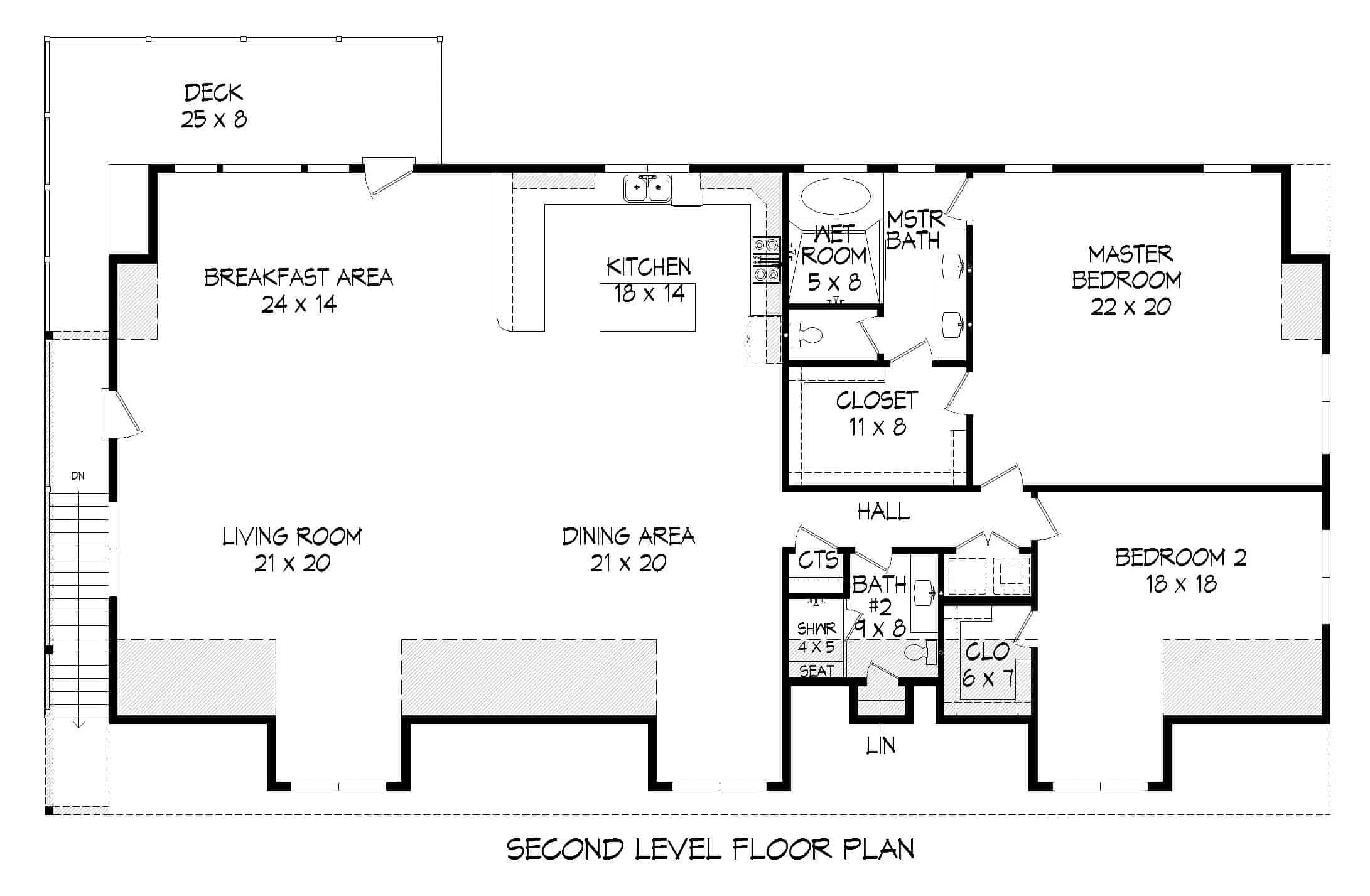 Floor Plan Upper Level of Garage w/Apartments Plan #196-1175