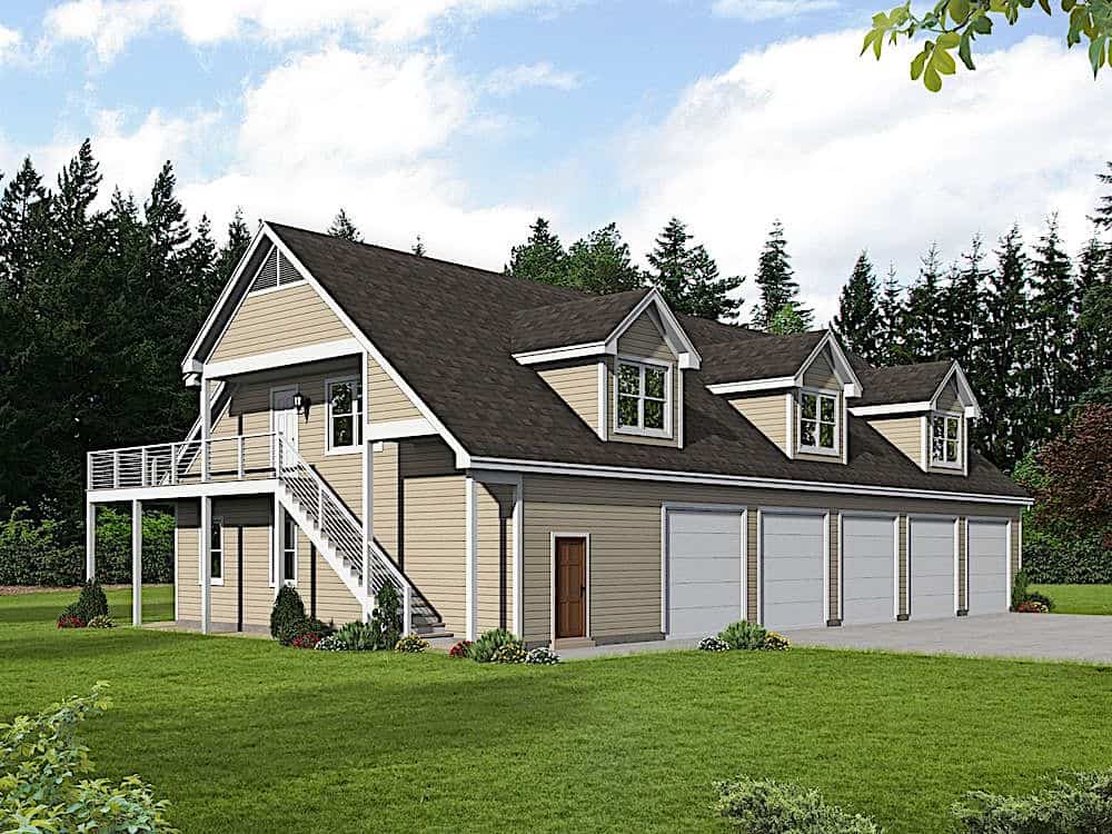 Front elevation of Farmhouse home (ThePlanCollection: House Plan #196-1175)