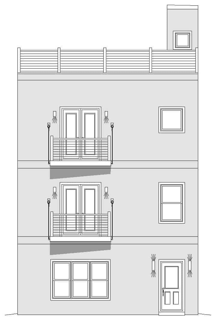 Home Plan Front Elevation of this 2-Bedroom,1501 Sq Ft Plan -196-1176
