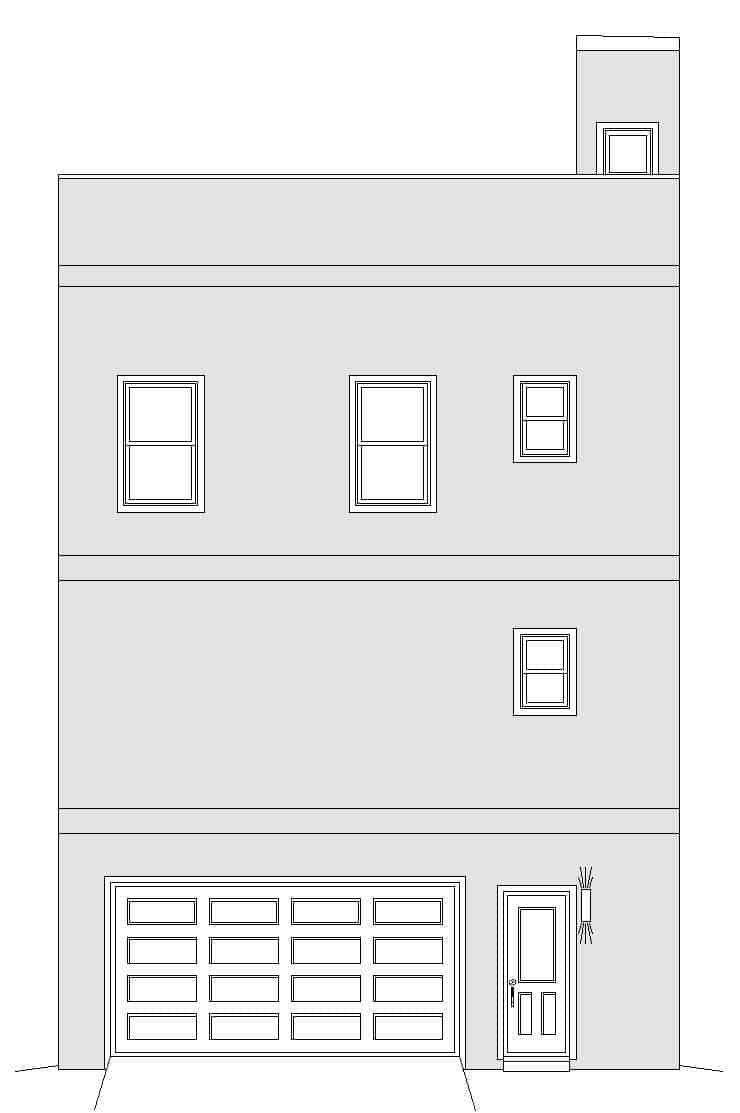 Home Plan Rear Elevation of this 2-Bedroom,1501 Sq Ft Plan -196-1176