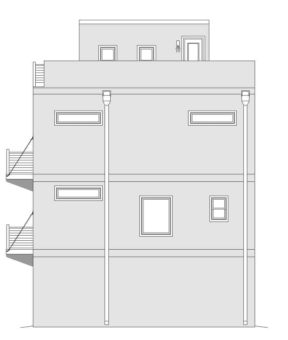 Home Plan Right Elevation of this 2-Bedroom,1501 Sq Ft Plan -196-1176