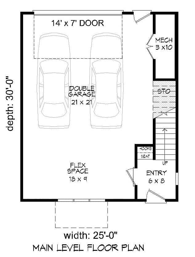 Floor Plan Main Level of Modern Plan #196-1176